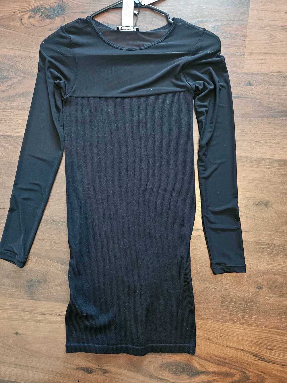 Zara Black Long Sleeve Ribbed Knit Bodycon Dress